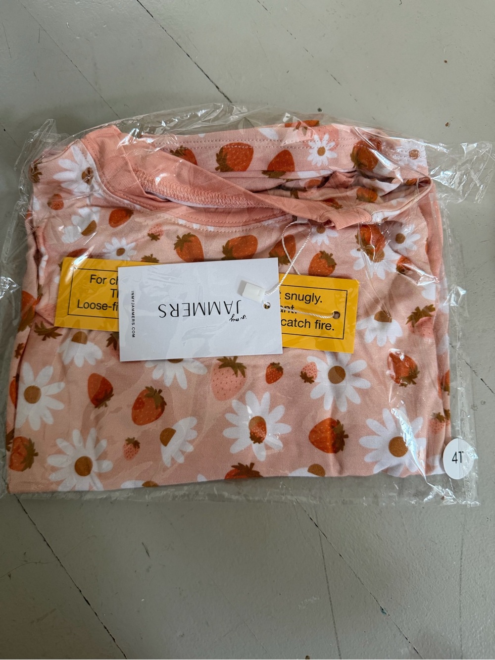 Jammers Pink Strawberry & Daisy Pajama Set - 4T